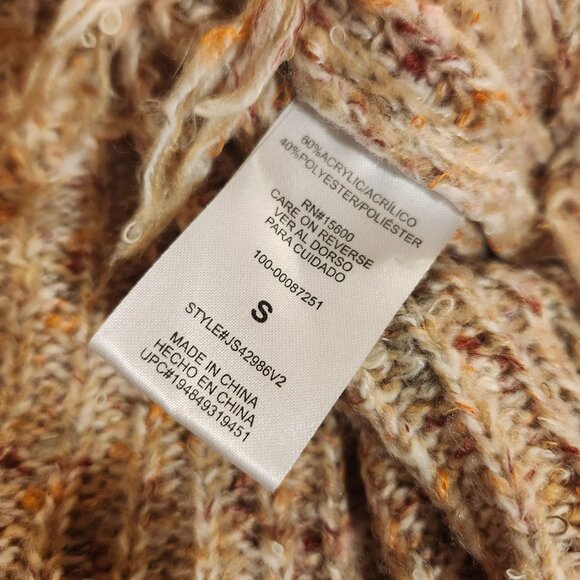 Jolt Women's Size Small Distressed Beige Speckled Knit Cropped Sweater V Neck - Picture 5 of 11